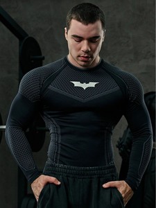 Maglia Sportiva <span class=keywords><strong>da</strong></span> Uomo per Corsa e Fitness, Traspirante, ad Asciugatura Rapida, con Motivo a Pipistrello, Manica Lunga, Stile Classico <span class=keywords><strong>da</strong></span> Strada - Product Image 6