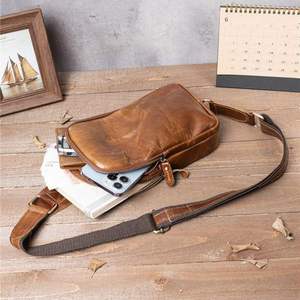 AndoBag - Bolso Bandolera de Piel Vacuna Auténtica Estilo Vintage para Hombre, Bolso de Hombro Simple para Viajes al Aire Libre, Modelo 1611 - Product Image 5