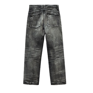 Jeans de Mezclilla Selvedge de 14.5oz Estilo <span class=keywords><strong>Americano</strong></span>, Personalizados OEM, con Reparaciones Desgastadas, Corte Recto para Hombre - Product Image 2