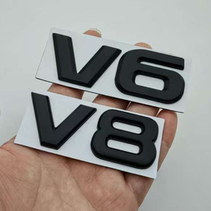 Autocollant de voiture auto-adhésif en métal chromé noir 3D avec logo V6 V8, badge de cylindrée du moteur, pour Toyota V6 V8, accessoires automobiles - Product Image 4