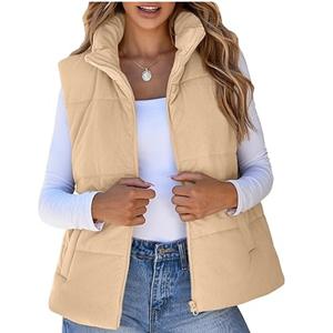 2025 femmes automne hiver coton veste européenne américaine décontracté velours côtelé gilet patte fermeture éclair poche plissée - Product Image 1