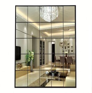 Miroir mural sur pied en métal noir sur mesure, grand format, pour salle de bain, avec grille - Product Image 1