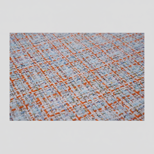Tissu en tweed fantaisie de qualité supérieure fabriqué en Corée, multicolore blanc-orange-bleu, textile tissé sur mesure OEM & ODM - Product Image 2