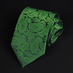 <span class=keywords><strong>Cravate</strong></span> en polyester rayé <span class=keywords><strong>vert</strong></span> <span class=keywords><strong>foncé</strong></span> de fleur de cajou Paisley de 8cm haut de gamme pour les hommes de marié de mariage de fête d'affaires - Product Image 5