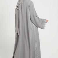 Blouse ethnique ouverte texturée premium, ornée, style vintage, pour l'été et l'automne, couleur Lilas Français, Robe de prière musulmane modeste, Hijab intérieur, XS