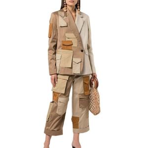 Nouvelles vestes d'automne pour femmes, vestes de costume élégantes pour le travail, vestes simples vintage surdimensionnées avec poche plaquée en lin et coton - Product Image 2