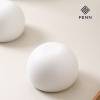Tasse à café en céramique moderne givrée en forme d'œuf avec soucoupe, 330 ml, blanche, personnalisable avec logo FENN, pour latte et thé de l'après-midi