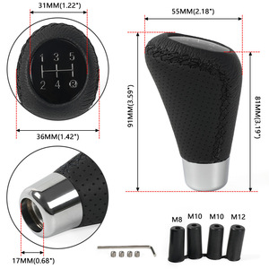 Car Gear <b>Knob</b> 5592 Leather 5-Speed Drilled Ergonomic <b>Shift</b> <b>Knob</b> For Manual Transmission Vehicles - Product Image 3