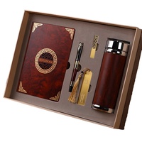 Coffret Cadeau d'Entreprise : Carnet, Marque-page Métallique Rétro Chinois, Stylo Signature en Bois de Redwood