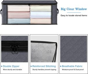 Foldable Storage Box Container with Zippers Clear Window Reinforced Clothes Organizer Storage <b>Bag</b> Storage Bins - Product Image 6