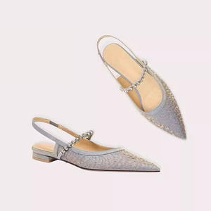 <span class=keywords><strong>Sandales</strong></span> à talon bas à bout pointu en sequins argentés Lily Wei, style français, paillettes, cristal, chaussures fermées d'été, fête, mariage - Product Image 2