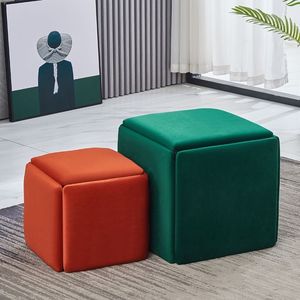 Pouf de rangement moderne 5 en 1 en similicuir pliable avec roulettes universelles pour salon, salle à manger, bureau - Product Image 4