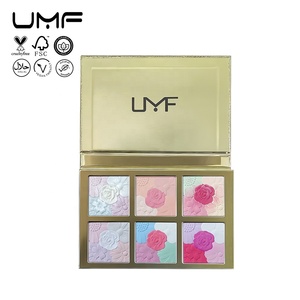 Paleta de Rubor Personalizada Golden Flower de <span class=keywords><strong>6</strong></span> Colores, Maquillaje al por Mayor OEM, Fórmula Limpia, Libre de Crueldad, Rubor Iluminador, Marca Privada - Product Image 1