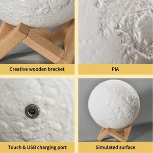 Lámpara Lunar LED Moderna Howlighting de 15 cm con Globo de Impresión 3D Táctil, Control Remoto, Recargable, Regulable, 16 Colores - Product Image 6