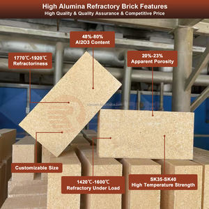 Horno de alta temperatura Al2O3 Ladrillo de fuego Ladrillo refractario de alta alúmina para horno - Product Image 2
