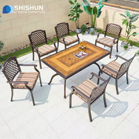 Ensemble table et chaises de jardin en aluminium moulé, finition imperméable, pour villa, jardin, cour, usage de loisirs