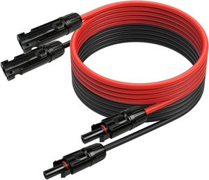 Câble d'extension pour panneau solaire, câble solaire photovoltaïque étanche IP68 avec connecteurs sans outil, câble d'extension solaire rouge et noir - Product Image 1