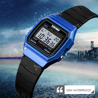 Montre numérique sport pour enfants SKMEI 1460, boîtier rectangulaire en ABS, résistante à l'eau, affichage LED avec alarme
