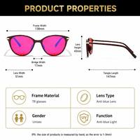 Lunettes anti-lumière bleue pour femmes, style rétro œil de chat, monture TR à bordure complète, verres teintés rouges, bordure intérieure rouge, charnière argentée, branches fines, OEM