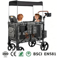 Poussette multifonctionnelle anti-retournement en métal de haute qualité à quatre roues pour jumeaux, design pliable et portable