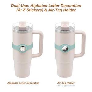 Anillo de Silicona para AirTag con Decoración Circular Metálica de la A a la Z para Accesorios de Vaso Stanley de 40 oz - Product Image 2