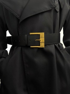<span class=keywords><strong>Ceinture</strong></span> large en PU marron <span class=keywords><strong>et</strong></span> <span class=keywords><strong>noir</strong></span> JULUN avec boucle carrée dorée antique, style western pour <span class=keywords><strong>femme</strong></span> - Product Image 4