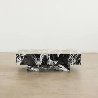Table basse rectangulaire Cammy Stone Noir Grand Antique en marbre, socle bas, multifonctionnelle, mobilier de salon de luxe