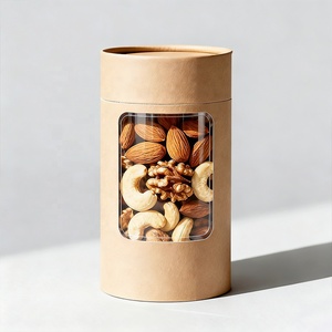 Cajas Cilíndricas de Cartón Reciclables Personalizadas de Grado Alimenticio, <span class=keywords><strong>Tubos</strong></span> de Embalaje de Papel Kraft Biodegradables <span class=keywords><strong>con</strong></span> Ventana Transparente - Product Image 1