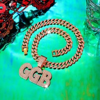 Collier ras du cou personnalisable avec pendentif nom en écriture cursive GGB, chaîne à maillons, bijoux, cadeau