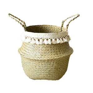 Woven Round Flower Pots With Tassels Nordic Style <b>Indoor</b> <b>Planters</b> For Monstera And Bird Of Paradise Extra <b>Large</b> Rattan Baskets - Product Image 5