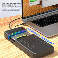 Carcasa Externa para Disco Duro Móvil RGB, Tipo-C, 5Gbps, USB 3.2 Gen1, para Discos Duros SATA de 2.5 y 3.5 Pulgadas, Venta al Por Mayor