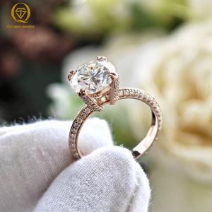 Conception originale, diamant synthétique rond en or 18 carats, couleur D, clarté VVS, avec certificat IGI, gravure intérieure gratuite pour cadeau - Product Image 2