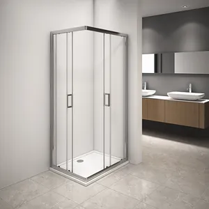 バスルームアルミフレーム2引き戸シャワールーム取り外し可能なシャワーエンクロージャー