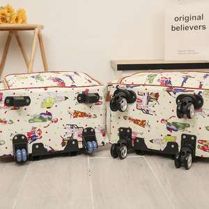 Valise à roulettes pliable en cuir PU avec roues universelles pour courtes distances, motif dessin animé, pour voyage et rangement portable - Product Image 4