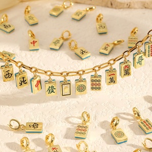 Charm a Clip Mahjong di Tendenza per Creazione di Gioielli, Bracciali e Collane Fai-da-Te, Charm in Metallo Dorato con Smalto - Product Image 2