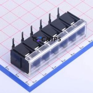 KF48R-9.5-6P Barrier Terminal Block Bent Lead Through Hole,P=9.5mm Connector With Cover Plate 9.5mm 1x6P Right Angle Pin - Product Image 1