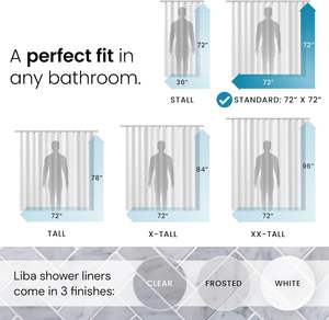 CF taille personnalisée non toxique avec œillets antirouille clair 8g Premium étanche en plastique Peva salle de bain rideau de <span class=keywords><strong>douche</strong></span> - Product Image 2