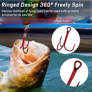 เบ็ดตกปลาสามขาแบบสามง่าม สำหรับตกปลาคาร์พในลำธาร ขนาดใหญ่ สีเงินและสีแดง รุ่นพิเศษแบบ<span class=keywords><strong>ผีเสื้อ</strong></span> - Product Image 3