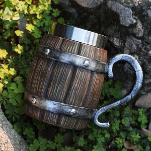 Gobelet à bière/eau en résine et bois personnalisé, fait main, en acier inoxydable, grande capacité, design vintage, cadeau pour bar - Product Image 1