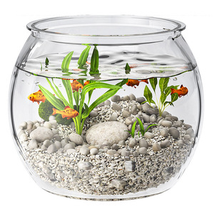 Pecera Redonda <span class=keywords><strong>de</strong></span> Plástico Ecológica para Interiores, Mini <span class=keywords><strong>Acuario</strong></span> para Sala <span class=keywords><strong>de</strong></span> Estar/Oficina sin Iluminación/Filtro/Calefacción - Product Image 1