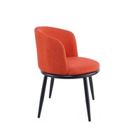 Chaises de salle à manger en tissu orange avec accoudoir confortable de conception populaire avec pied de pulvérisation en métal noir