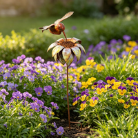 Décoration de jardin en métal décoratif, motif colibri et tournesol, effet rouillé, pour extérieur, pelouse, allée, jardin, ornement de cour
