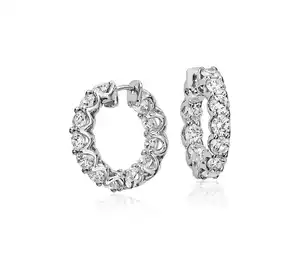 Small White Gold Chunky Eternity Hoop 925 Sterling Silver Earring Jewelry