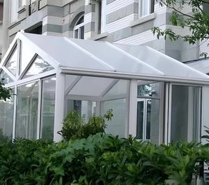 Usine professionnelle petit cadre en aluminium parasols serre Double vitrage avec moulage de toit Triangle toit en verre trempé - Product Image 3