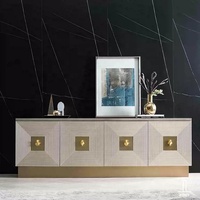 Mueble para TV con Base de Acero Inoxidable Dorado, Diseño Moderno, Soporte para TV Dorado