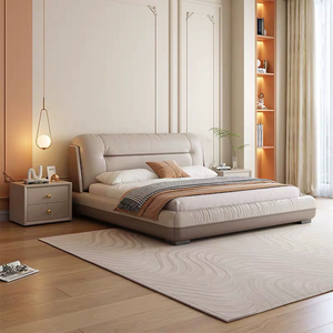 Nội Thất Phòng Ngủ Da Hiện Đại Đầy Đủ Bọc Giường Vải Trắng Đầy Đủ Da Thoải Mái Lưu Trữ Mềm Giường Đôi - Product Image 2