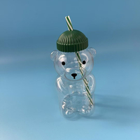 Gobelets et bouteilles en plastique PET en forme d'ours en peluche, vides, de qualité alimentaire, 350 ml, 420 ml, 500 ml, 700 ml, avec paille - Vente directe usine