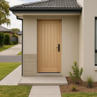 Porte d'entrée principale en bois massif à une seule feuille, porte extérieure en bois moderne pour maison contemporaine