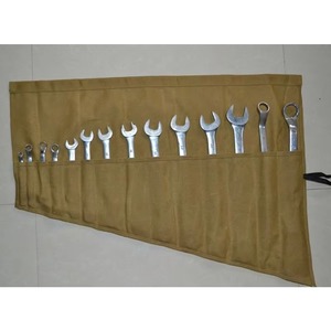 Échantillon gratuit : Sac de rangement pour outils en toile cirée, étui à clés et ciseaux, sacs à outils robustes de petite taille avec 14 poches, pour hommes et papas, marron - Product Image 2