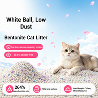 Litière pour chat en bentonite - 5 kg, granulés sphériques blancs, agglomération rapide, contrôle des odeurs, faible poussière